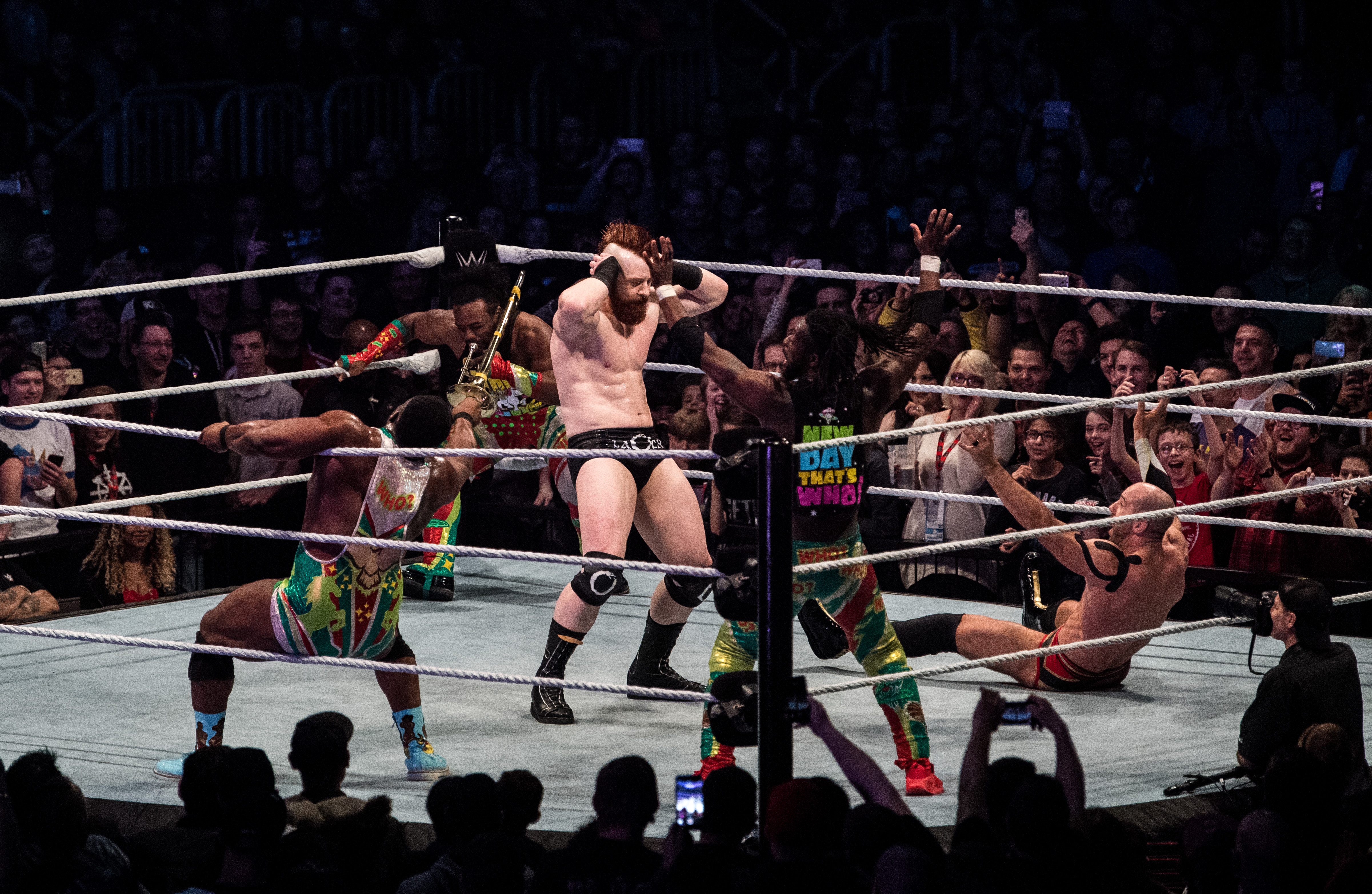 DUESSELDORF, GERMANY - FEBRUARY 22: Sheamus and member of team 