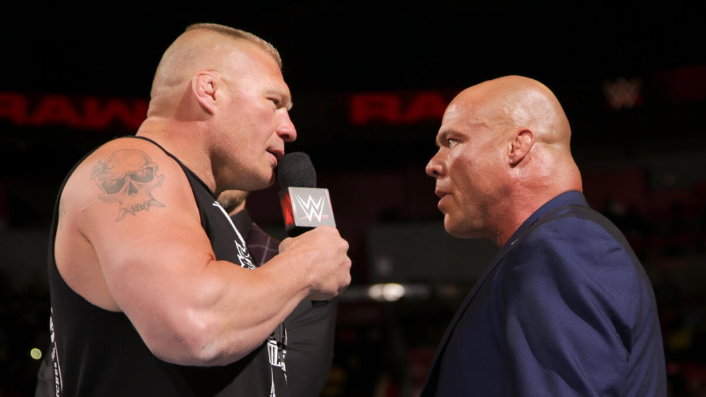 Kurt Angle Reflects on Putting Off Surgery to Face Brock Lesnar at WWE WrestleMania 19