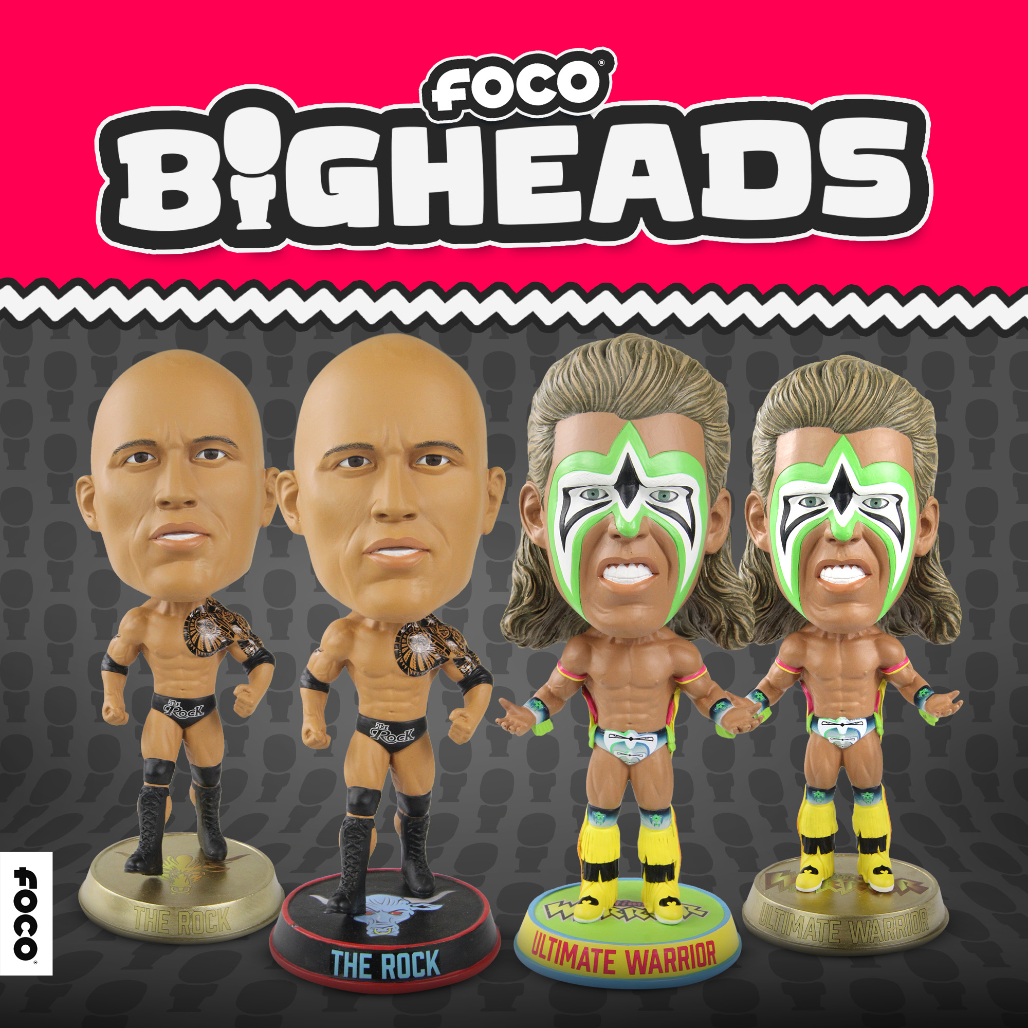 Wwe The Rock Ultimate Warriors Group Bigheads