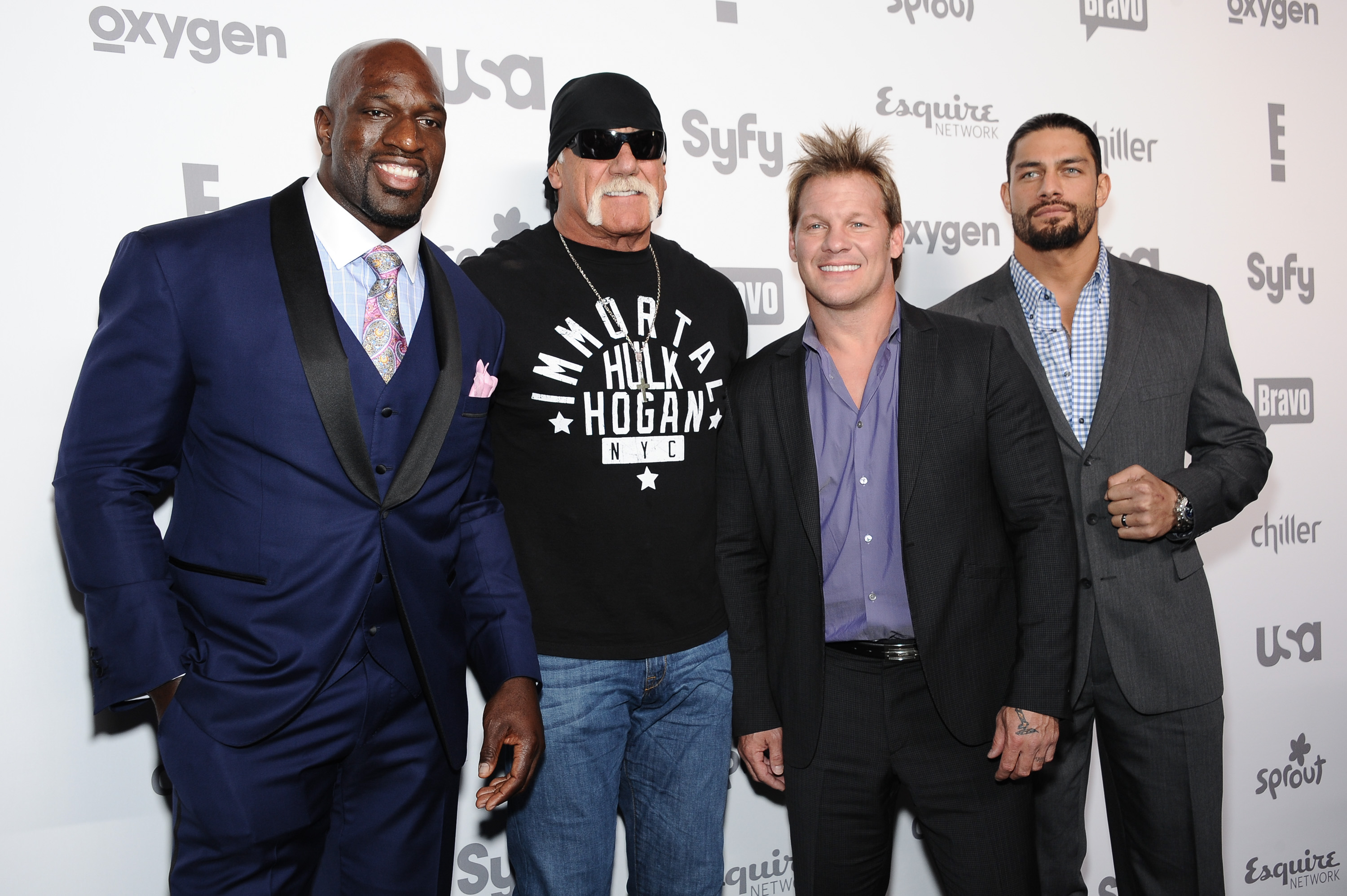 Hulk Hogan, Chris Jericho, Titus O'Neil & Roman Reigns